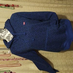 Levi's Blue Leopard Print Hoodie Sm